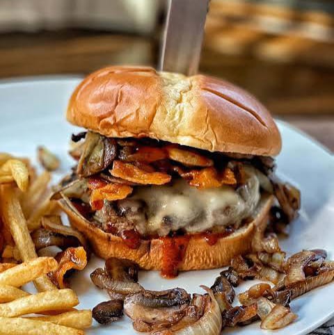 Mushroom and Swiss Burger.